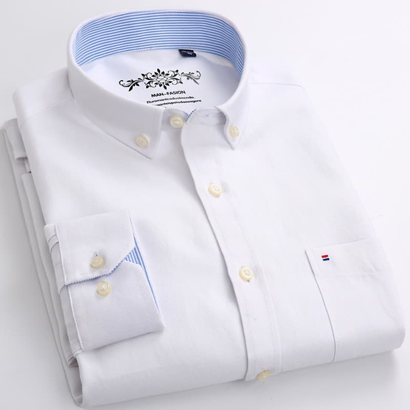 Camisa Social Masculina Casual De Manga Comprida Oxford Slim Fit Camisas Formais Masculinas