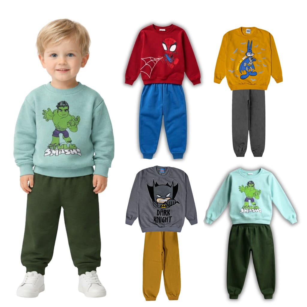 Conjunto Moletom Infantil Menino Bebê P ao GG Masculino Frio Inverno Personagens Mickey Homem Aranha