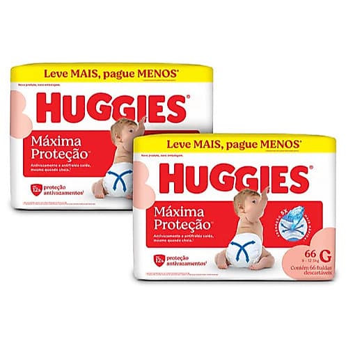 Kit 2 Huggies G 66 Fraldas | Máxima Proteção | Original | Envio Imediato