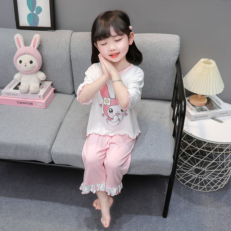 Pijamas infantis verão estilo fino Modal menina estilo princesa roupas de ar condicionado bebê menina terno menina roupa