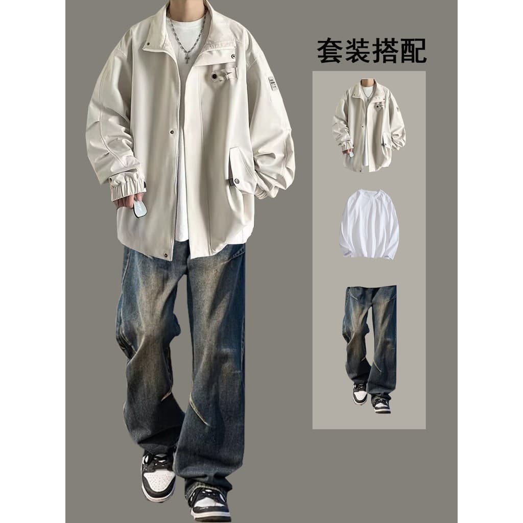 Jaqueta estilo americano jaqueta masculina primavera outono terno Casual rufião bonito street Wear jaqueta combinando Je