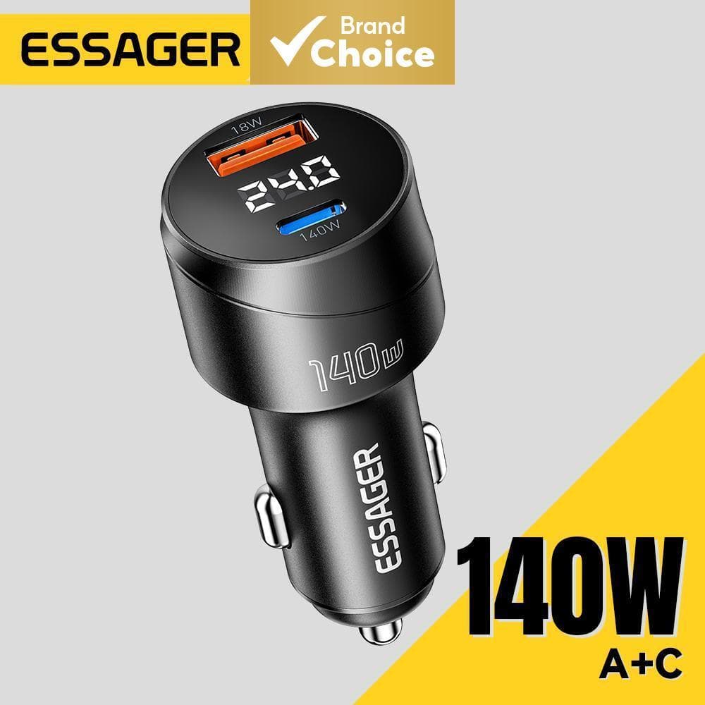 Carregador De Carro Essager 140W PD 3.1 Carregamento Rápido Carga Rápida 4.0 Para MacBook Pro Laptop USB-C
