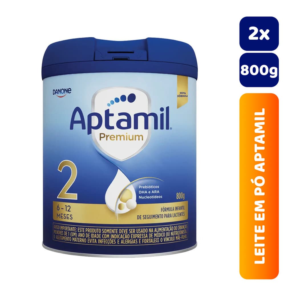 Kit 2x Latas Leite em Pó Infantil Aptamil 2 Premium 800g
