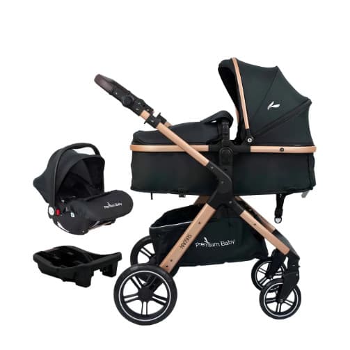 Carrinho de Bebê Kansas Com Base Preto/Gold Premium Baby