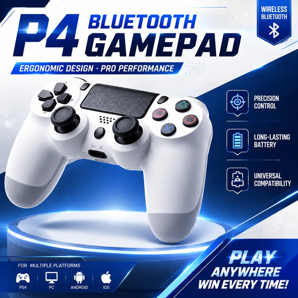 P4 Wireless BT Gamepad Giroscópio De 6 Eixos Com Vibração Dupla Para PS/PC/Android/Tablet