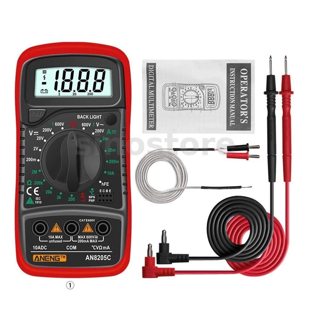 ANENG AN8205C Multímetro Digital AC/DC Amperímetro Volt Ohm Tester Medidor Multimetro Com Termopar LCD Backlight
