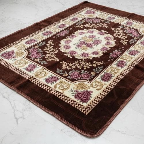 Tapete Floral Estilo Barroco Macio para Sala e Quarto, Tapete Decorativo Vintage Antiderrapante com Estampa de Rosas