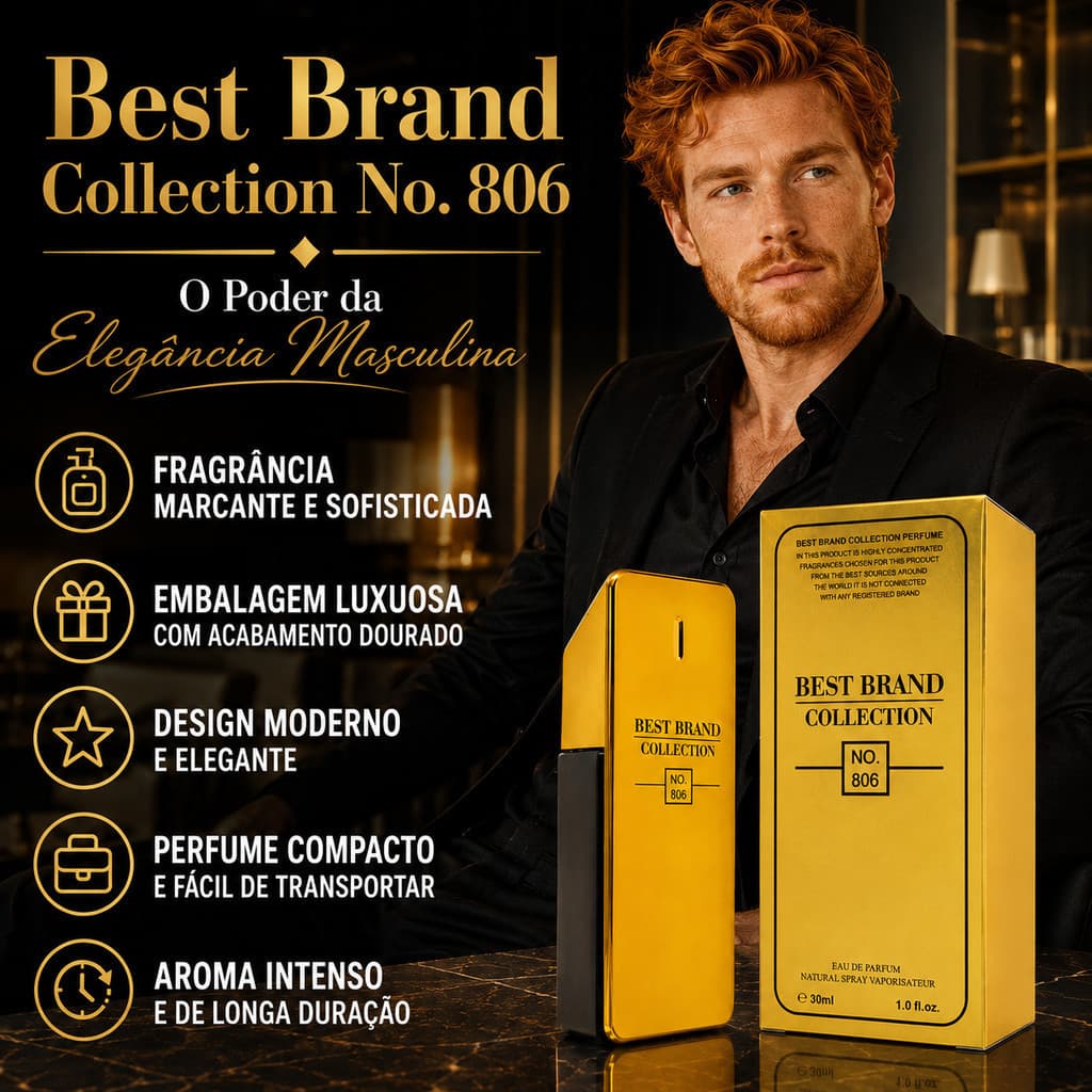 Perfume Masculino Best Brand Collection No. 806 Eau de Parfum 30ml – Fragrância Importada Sofisticada e Marcante