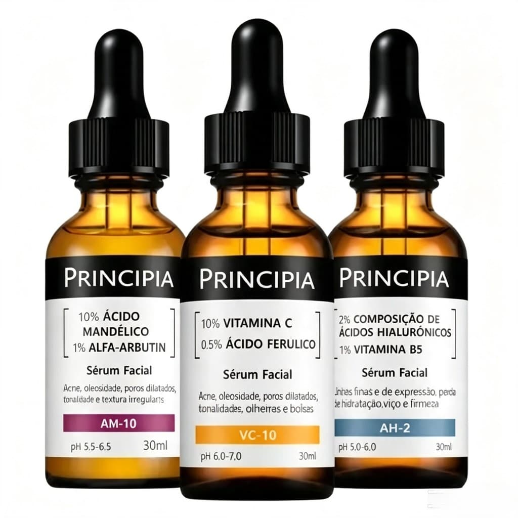 Rejuvenescedor Essencial Trio Sérum Vitamina C + de ácido mandélico +Ácido Hialurônico- Serum Facial