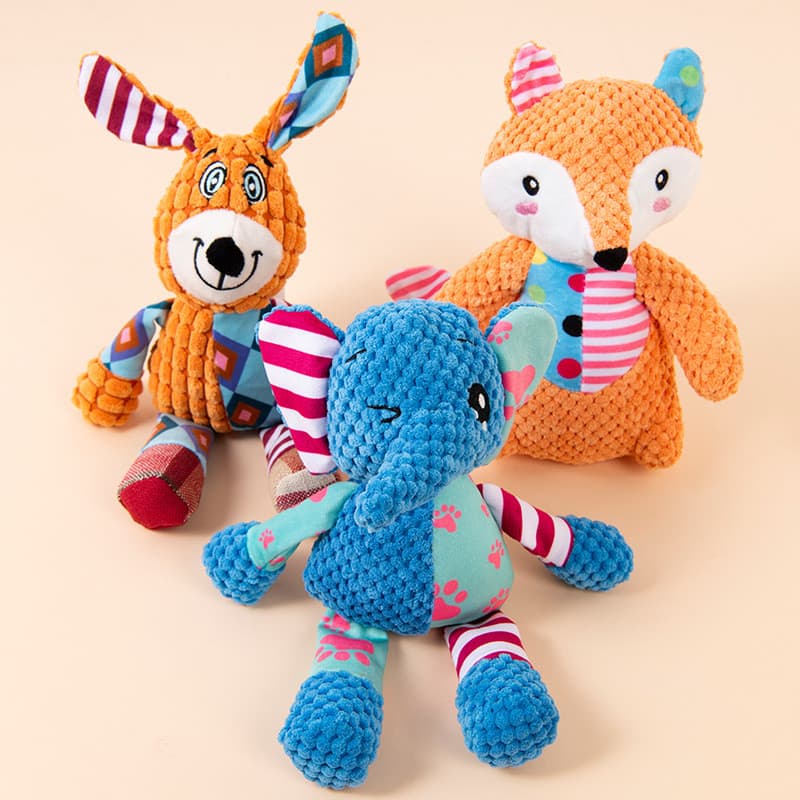 Brinquedo de pelúcia para cachorro de estimação, raposa, elefante, voz, brinquedo para cachorro pequeno, suprimentos par