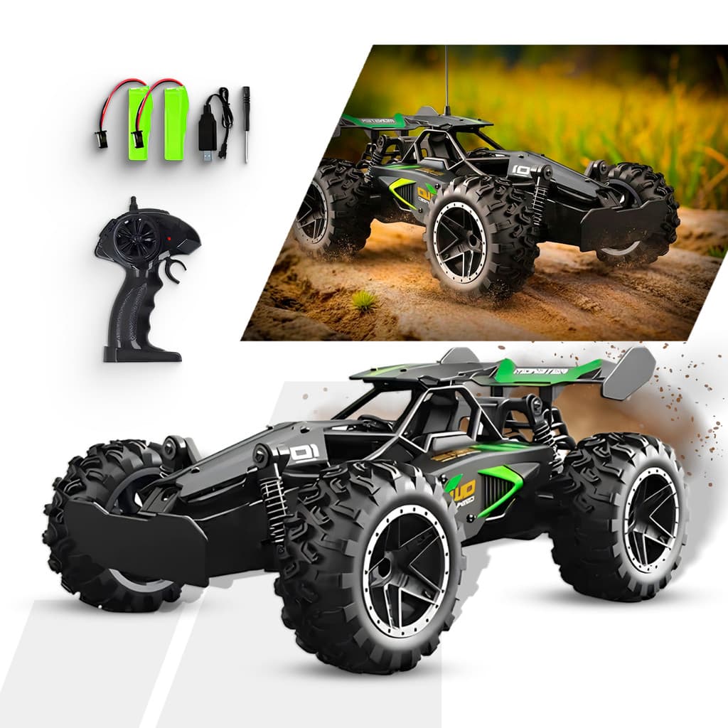 Carrinho Controle Remoto Bateria Recarregável Com Amortecedores 4x4 Drift Brinquedo 1:18 Off Road Trilha Grande Infantil