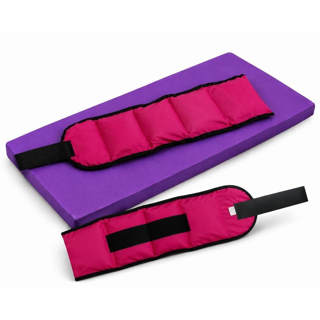 Kit Fitness Par Caneleira Rosa 5kg + Colchonete Roxo 90x40x3cm Academia Musculação Treino em Casa