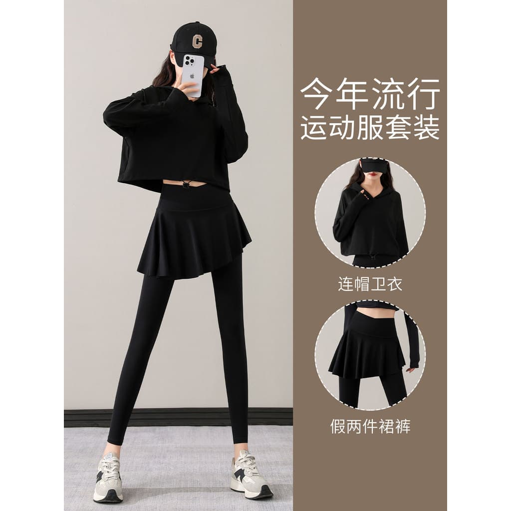 Roupas de escalada de montanha terno feminino 2026 novo estilo correndo esportes Fitness Culottes manhã correndo roupas 