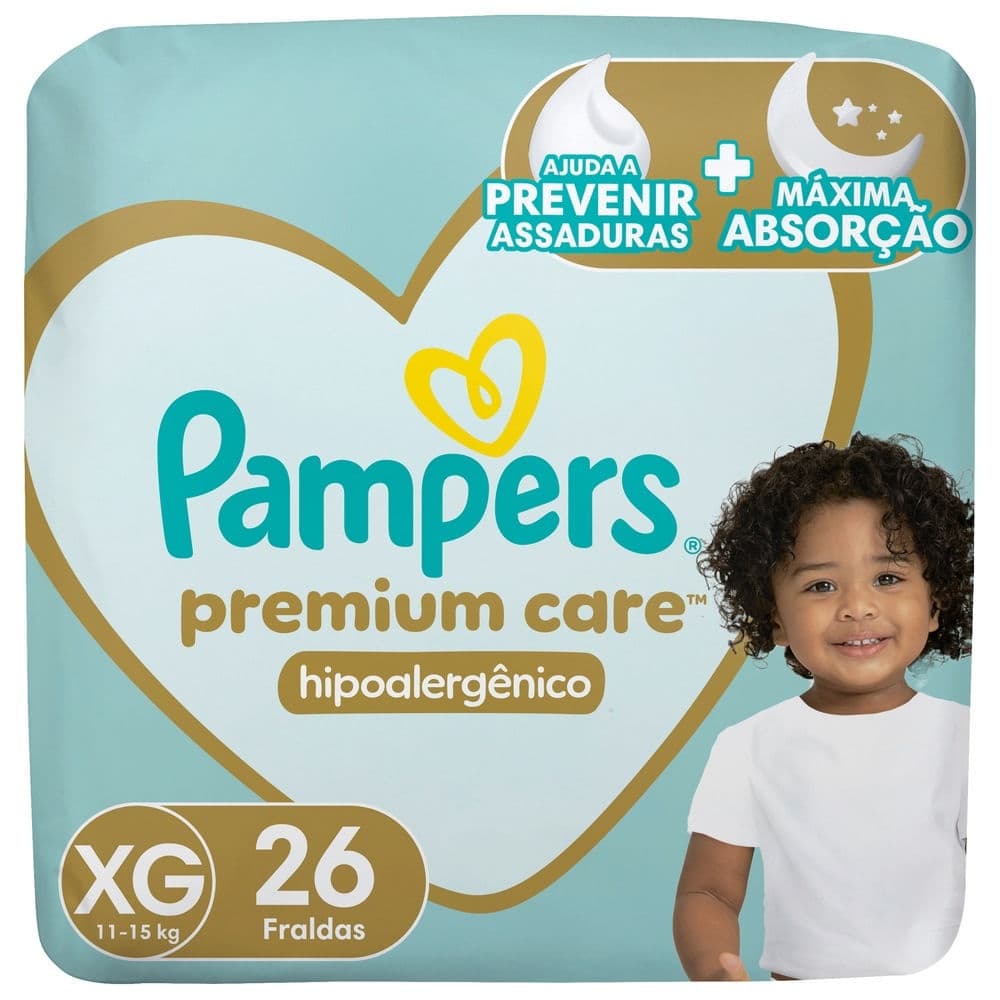 Fralda Pampers Premium Care Tamanho XG Pacote Mega 26 Unidades Descartáveis