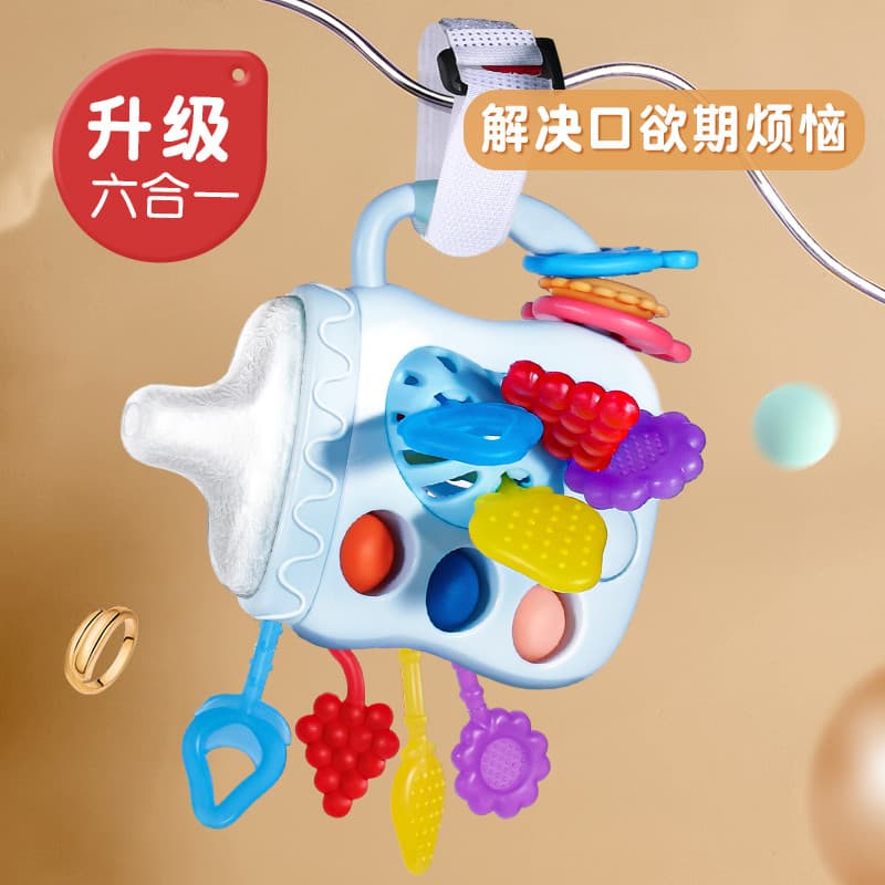 Brinquedo de mamadeira, brinquedo divertido de puxar e empurrar para bebês de 0 a 1 ano, brinquedo educativo de aprendiz