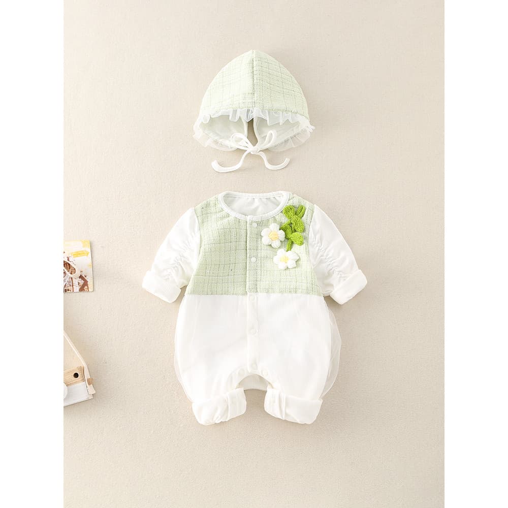 Bebê menina primavera roupas Outing roupas com capuz terno 0-1 ano de idade roupas do bebê recém-nascido bonito macacão 