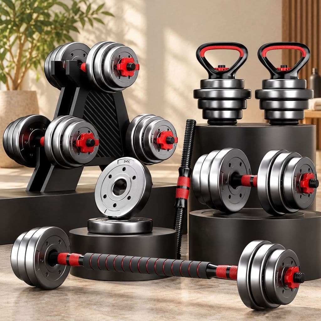 Equipamento Fitness 6 em 1 20kg Halteres Ajustaveis para Academia e Casa