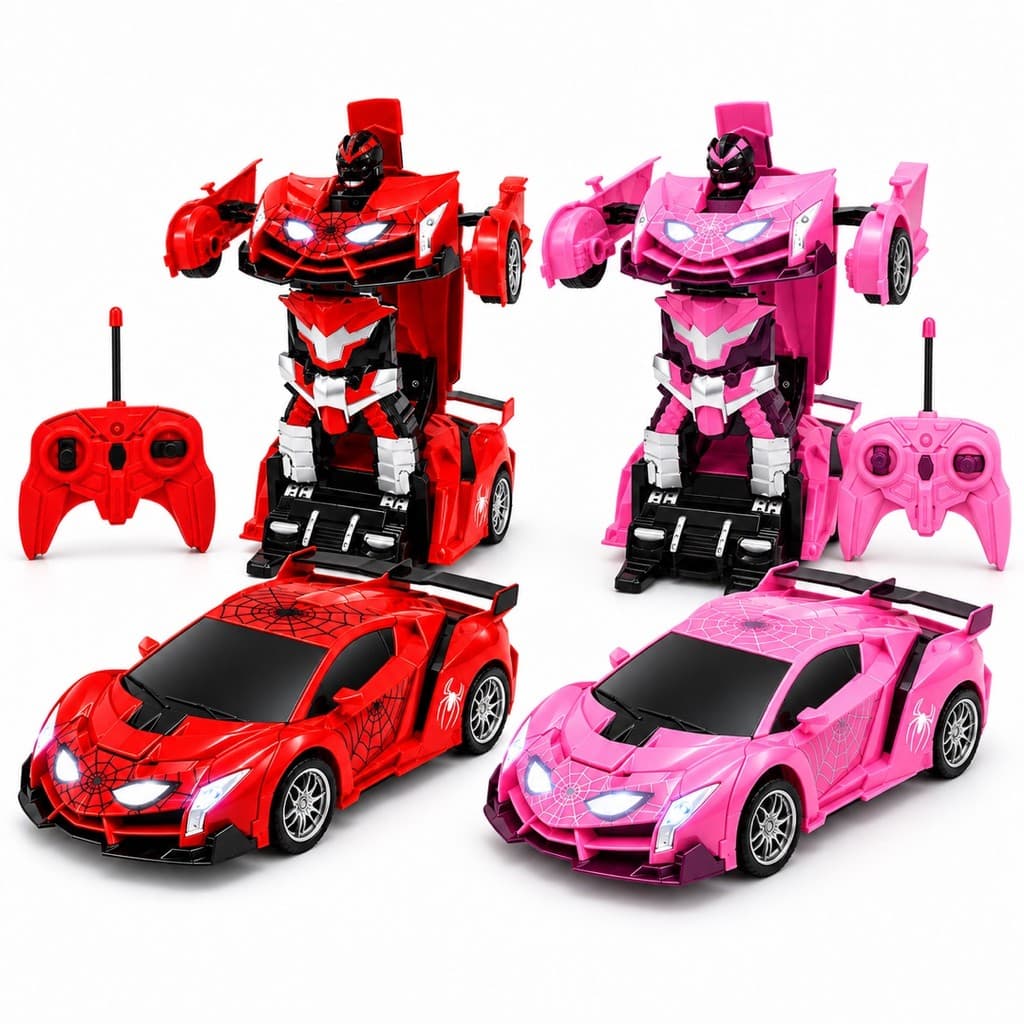 Carrinho de Controle Remoto Robô Transformer Homem Aranha Infantil Que Vira Robô Recarregavel