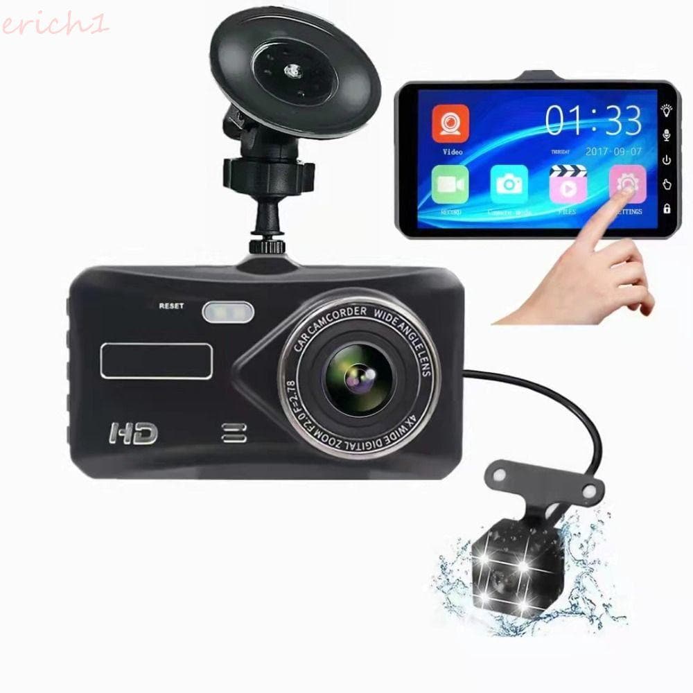 ERICH1 Dash Cam , DVR De Carro Com Visão Noturna De Lente Dupla , Gravador De Vídeo Digital Câmera Frontal E Traseira FU