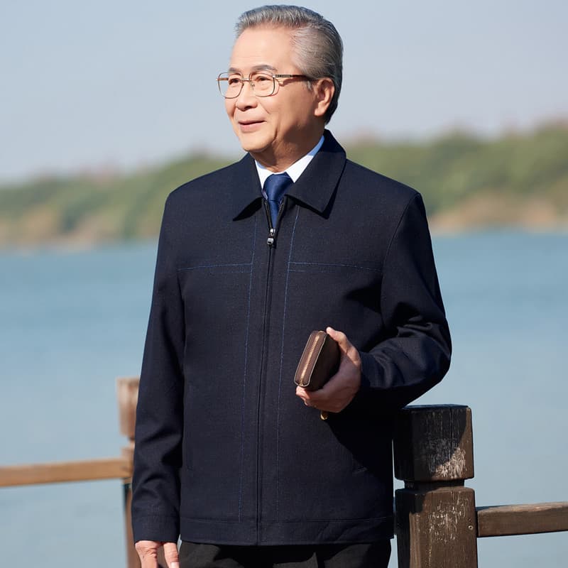 Jaqueta masculina idosa de meia-idade 50-60 anos 70 idosos Cady vovô jaqueta solta roupas de pai masculino