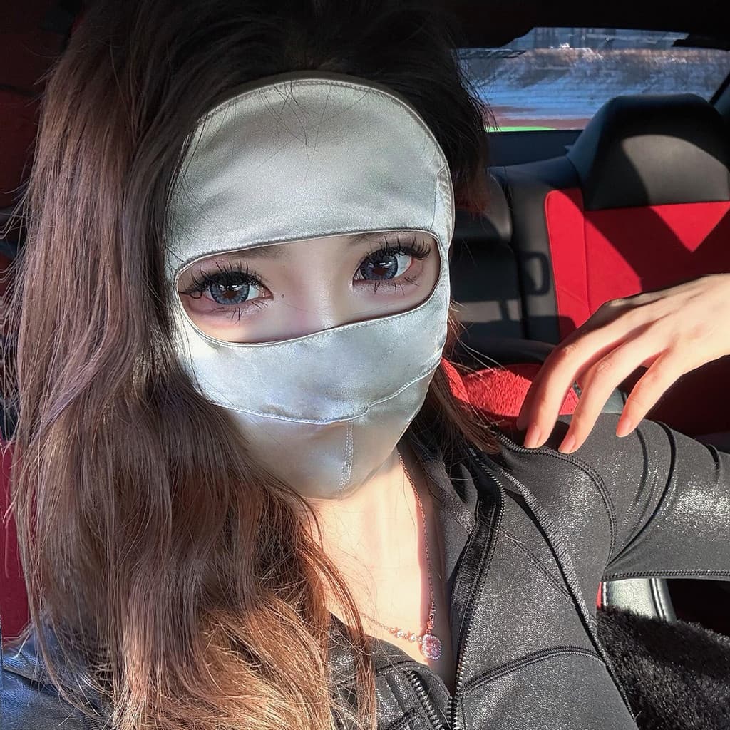 O protetor solar facial completo é protetor solar Real!Máscara protetora solar de seda de verão feminina Anti-ultraviole