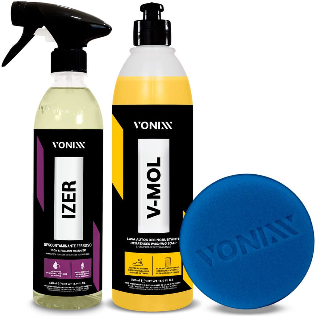 Kit Limpeza Carro Shampoo Desincrustante Automotivo V-mol + Limpador De Rodas Izer Vonixx