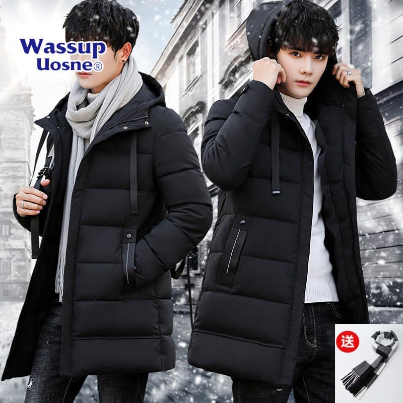 WASSUP Jaqueta acolchoada masculina inverno espessada quente com capuz acolchoado jaqueta masculina inverno jaqueta acol
