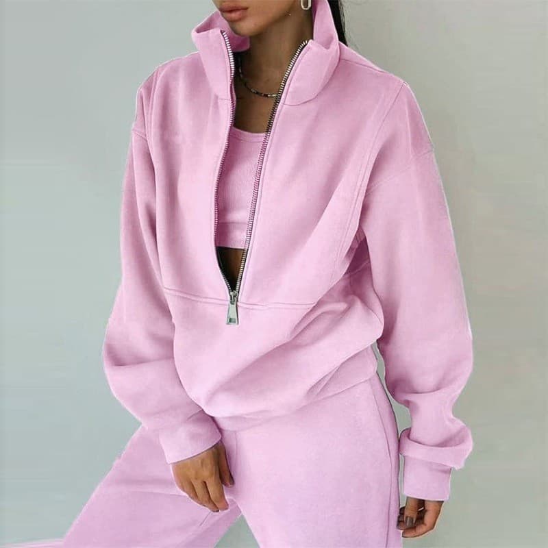 [Estilo mais vendido] Conjunto feminino de dois conjuntos de moletom de lã esportivo rua Casual conjunto de moda feminin
