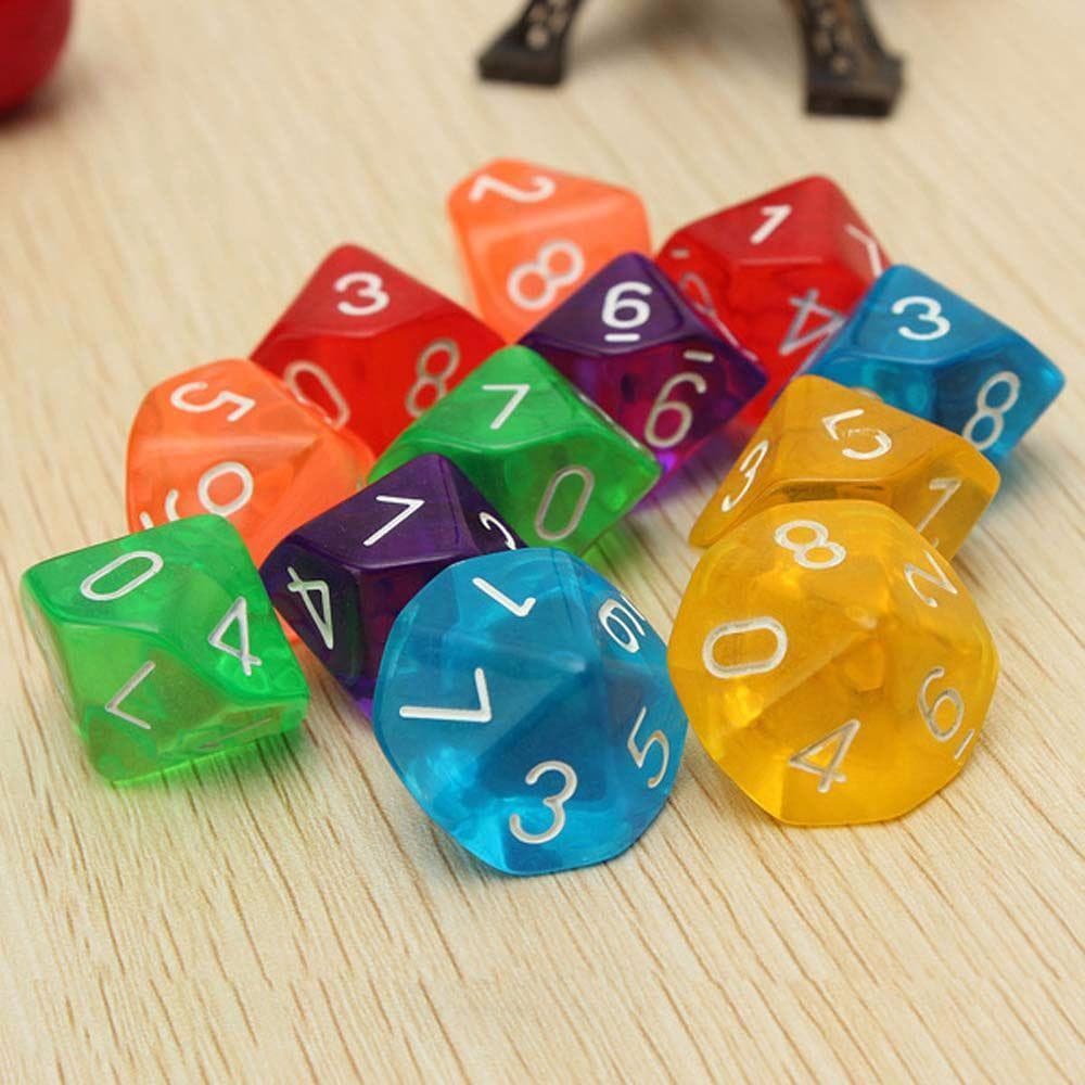  10Pcs Dados Brinquedo 10Pcs Jogos De Tabuleiro Para Festa Em Família De Jogo Com Números De 10 Lados