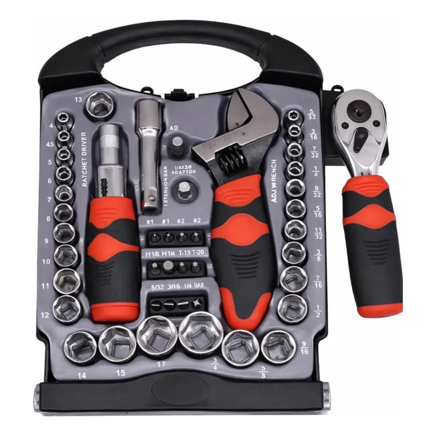 Kit Ferramentas 45 Peças com Maleta Jogo de Ferramentas Completo Preto e Vermelho