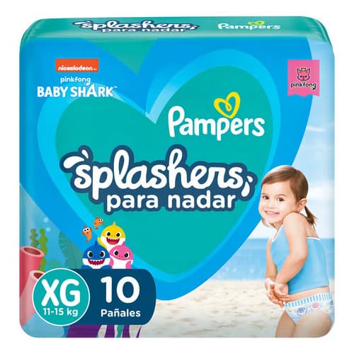 Pampers Splashers Fraldas De Natação Pampers Splashers Baby Shark Tamanho Xg 10 Unidades G-xg Sem Gênero