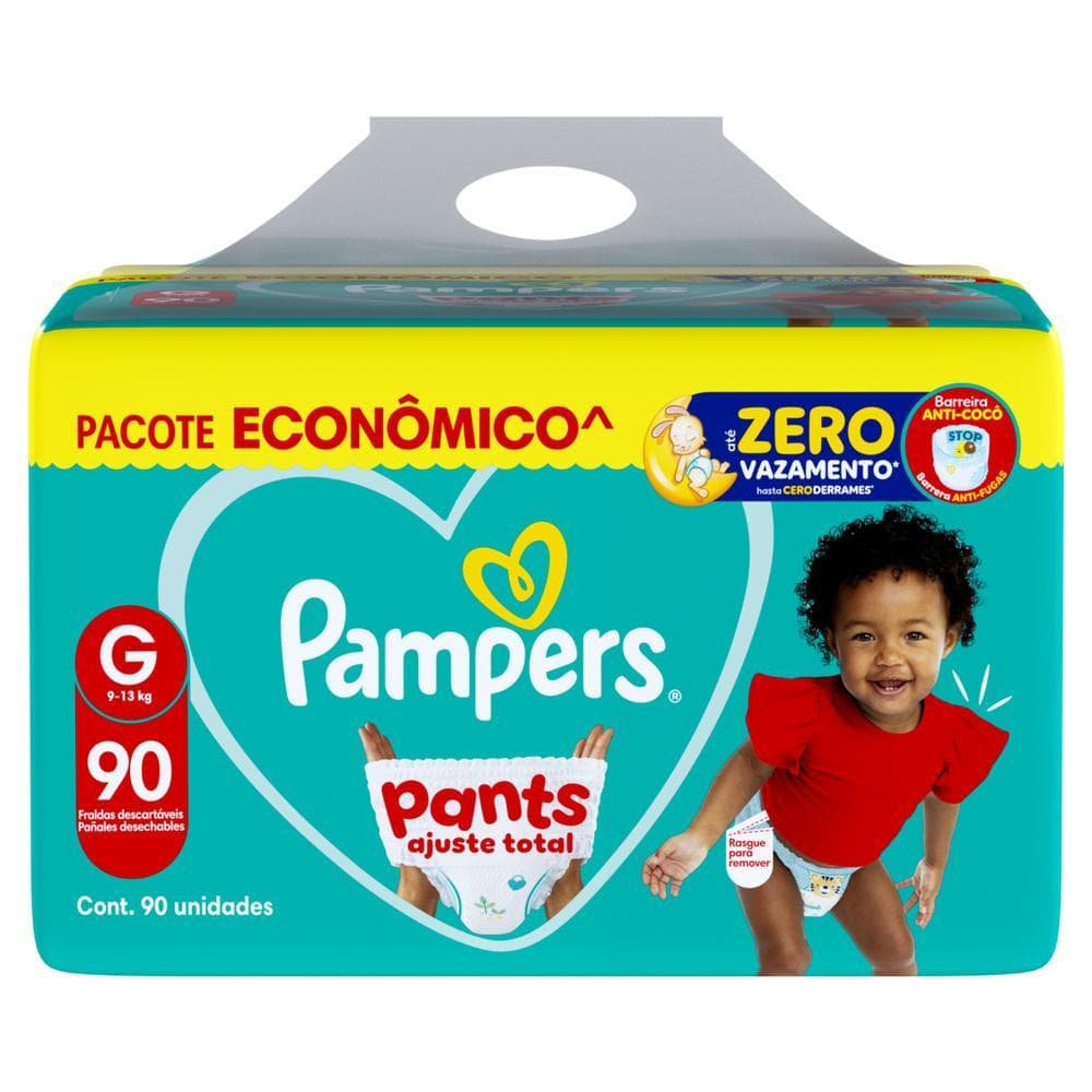 Fralda Pampers Pants Ajuste Total G 90 unidades Pacote Econômico