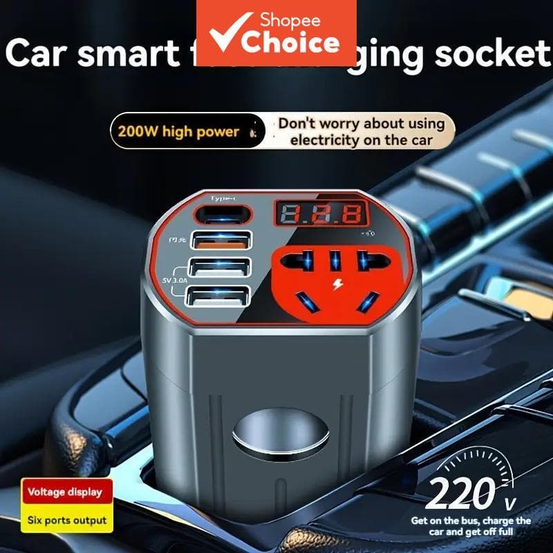 7CX Carregador Veicular 12V/24V Conversão 220V Inversor Universal de Alta Potência Tomada de Carregamento Rápido