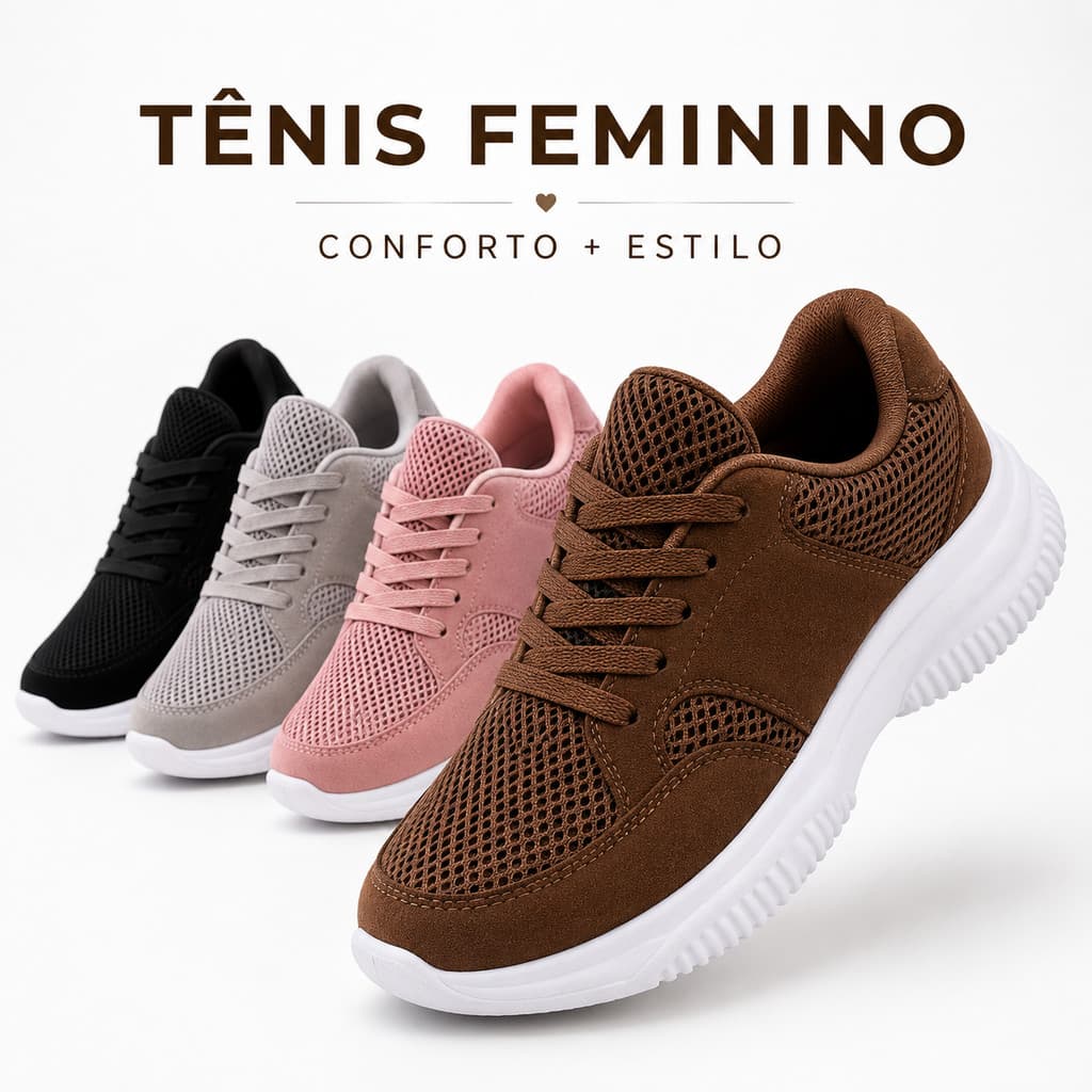 Tênis Feminino Casual Confortável Leve Respirável Esportivo Academia Caminhada Amortecimento