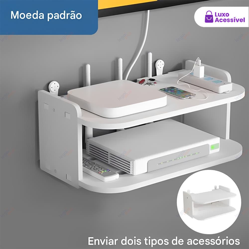 Prateleira MDF Parede Suporte Invisível Para Roteador Modem TV e Video Game Organizador de Aparelhos 