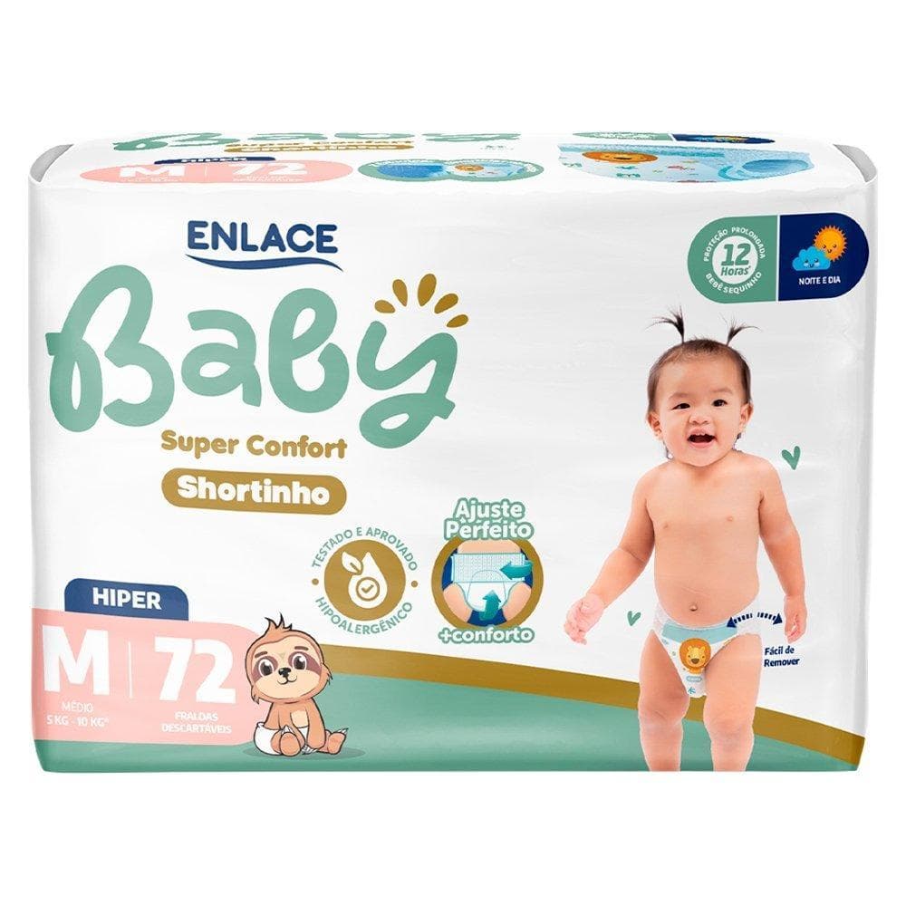Fralda Descartável Enlace Baby Shortinho Super Confort Hiper Tamanho M/G/XG/XXG