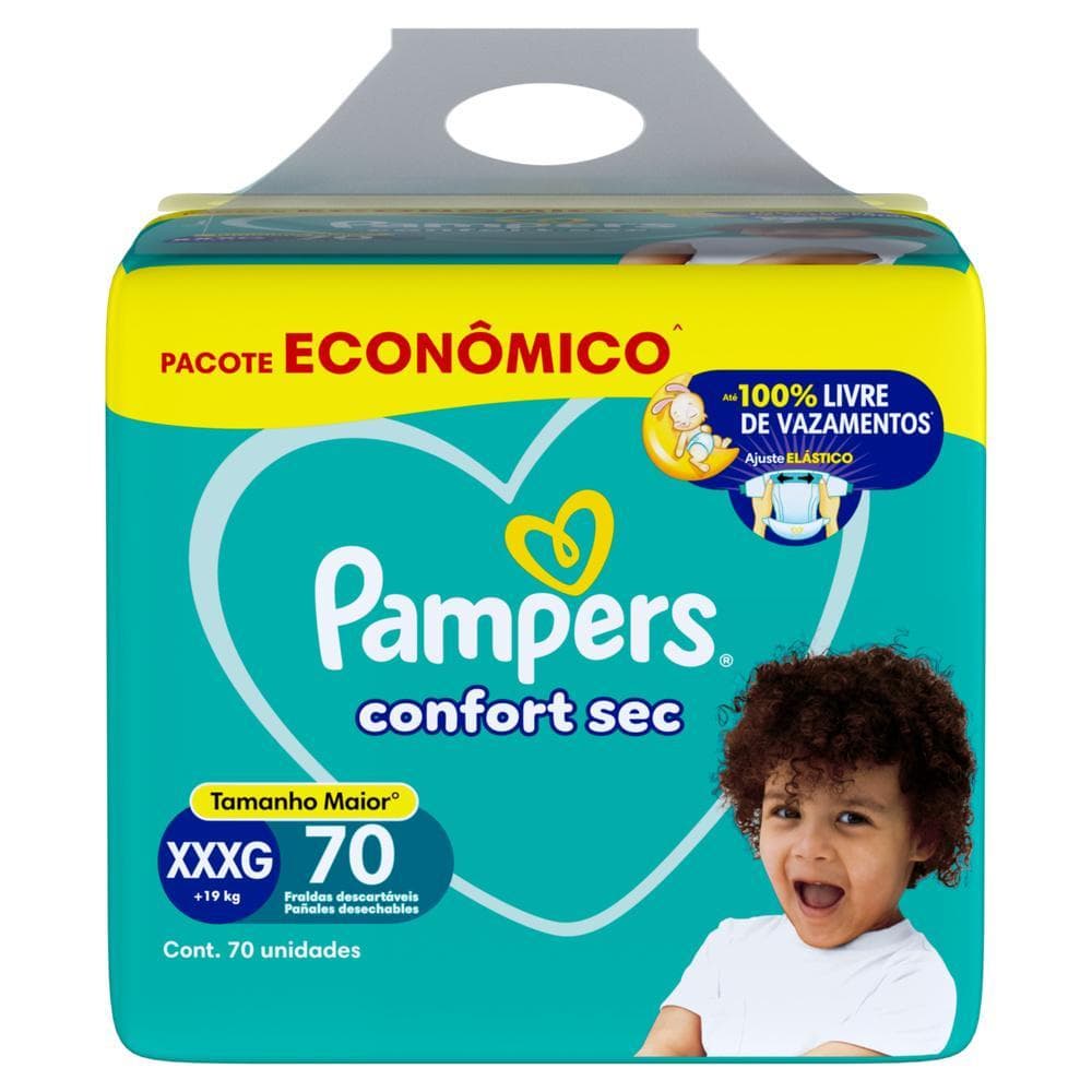 Fralda Pampers Confort Sec XXXG 70 unidades Pacote Econômico