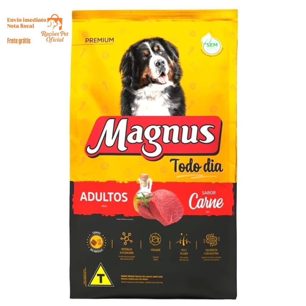 Ração Premium Magnus Todo Dia 25kg Para Cachorro Adultos Médio e Grande Porte Carne