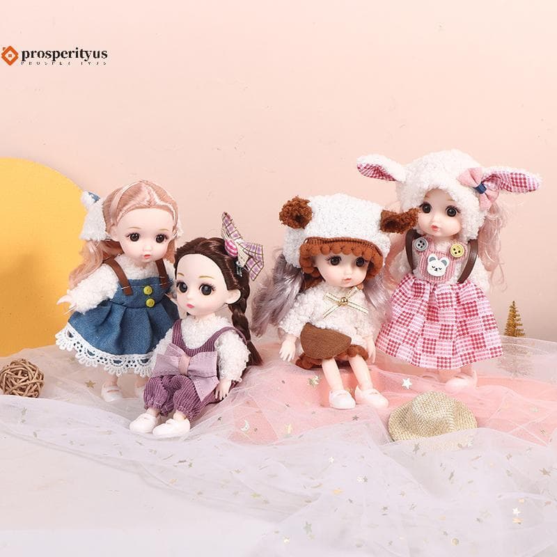 [PPTS] Mini Boneca De 16 Cm Bonecas Articuladas Móveis 3D Olhos Grandes Brinquedo DIY Com Roupas Vestir Para De Menina