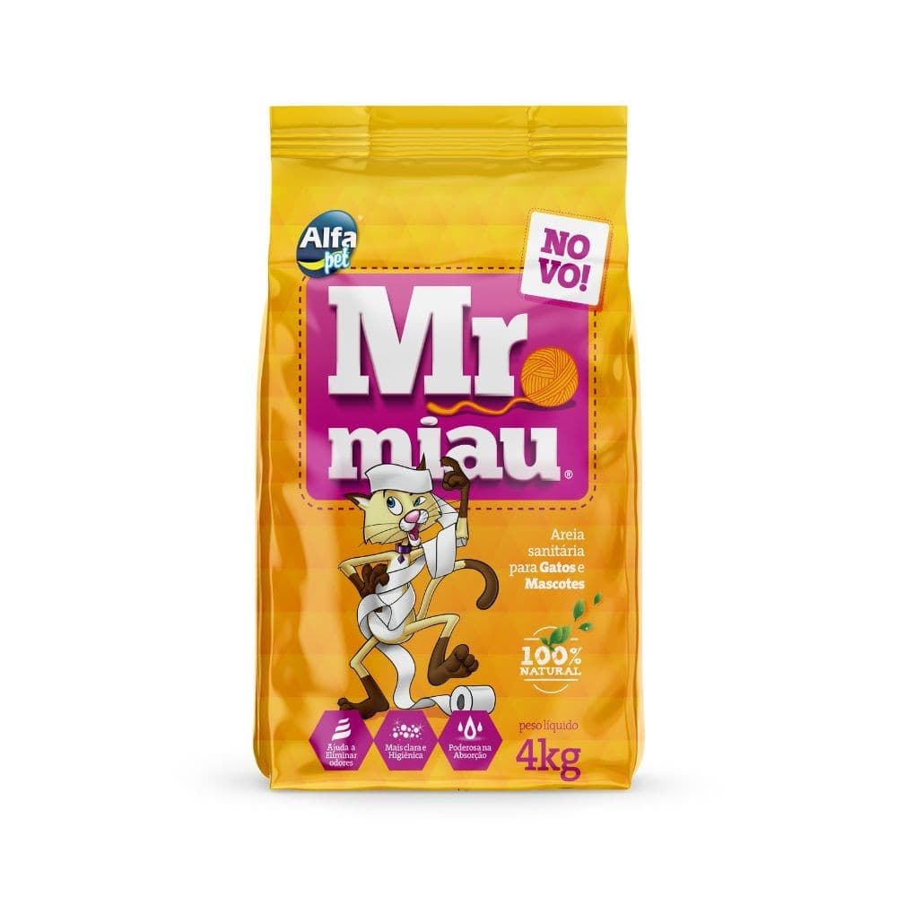 Areia Sanitária Natural Para Gatos Mr Miau 4kg