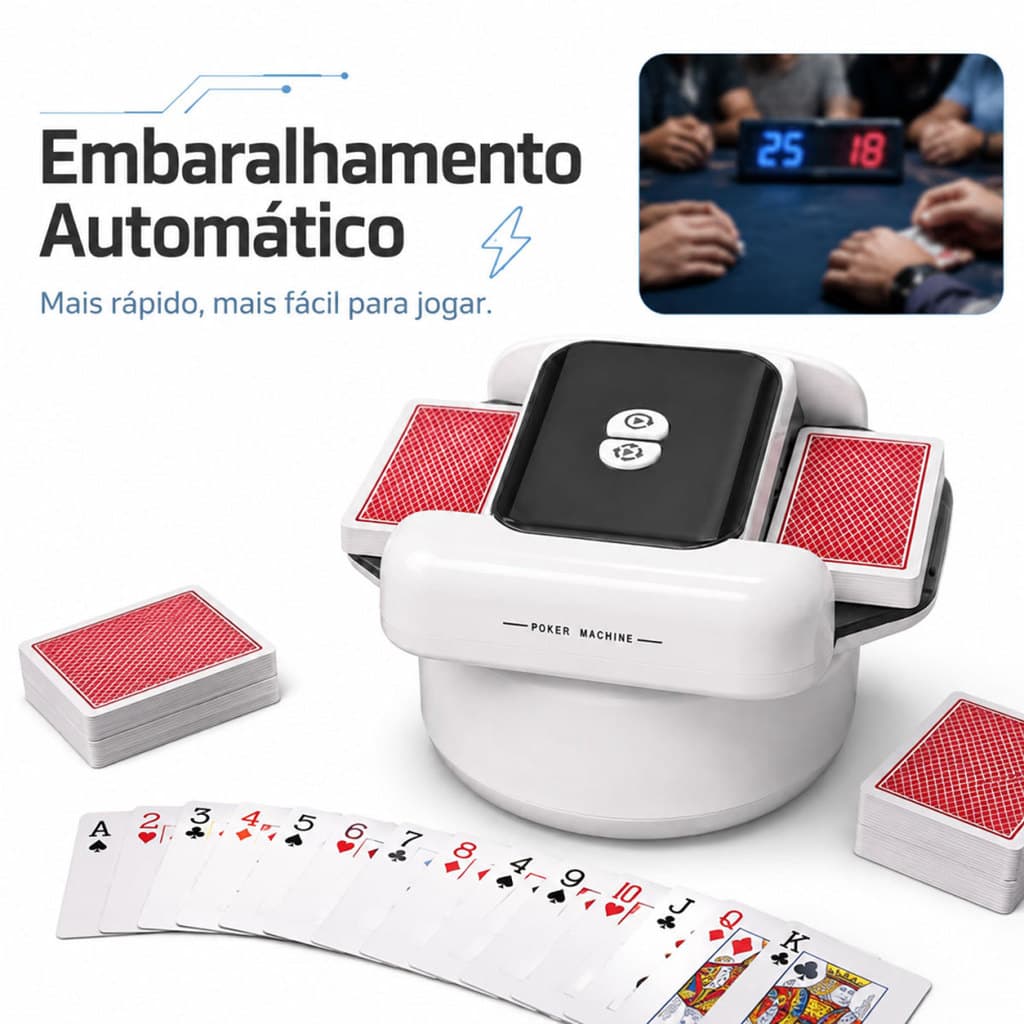 Embaralhador e Distribuidor de Cartas Automático para Poker Jogos de Mesa e Família