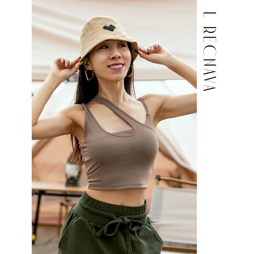 Colete Recona LRECNAVA Roupa íntima esportiva feminina corrida reunião colete Irregular sutiã de Fitness feminino com al