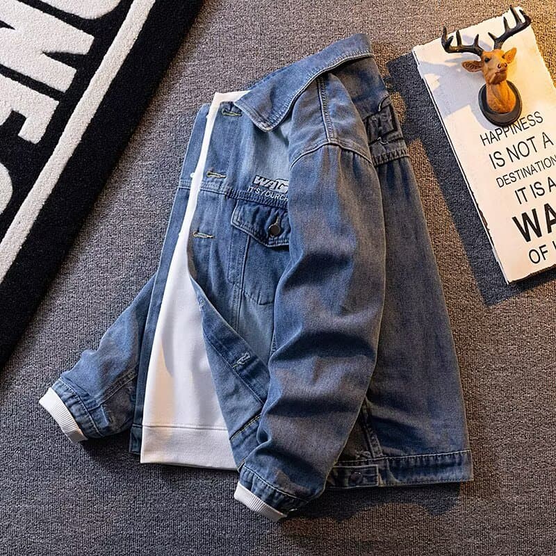 Japonês Retro carta bordado Denim jaqueta masculina Street Wear rufião bonito solto jaqueta Casual masculina primavera o