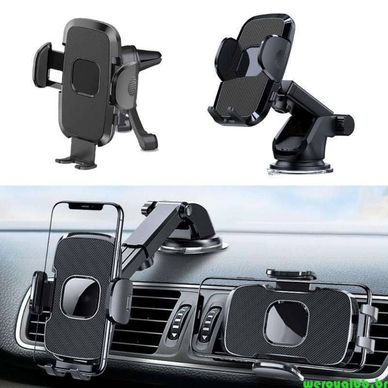 weroyalbb Suporte Para Telefone Carro Trava Sucção Design Rotação Montagem