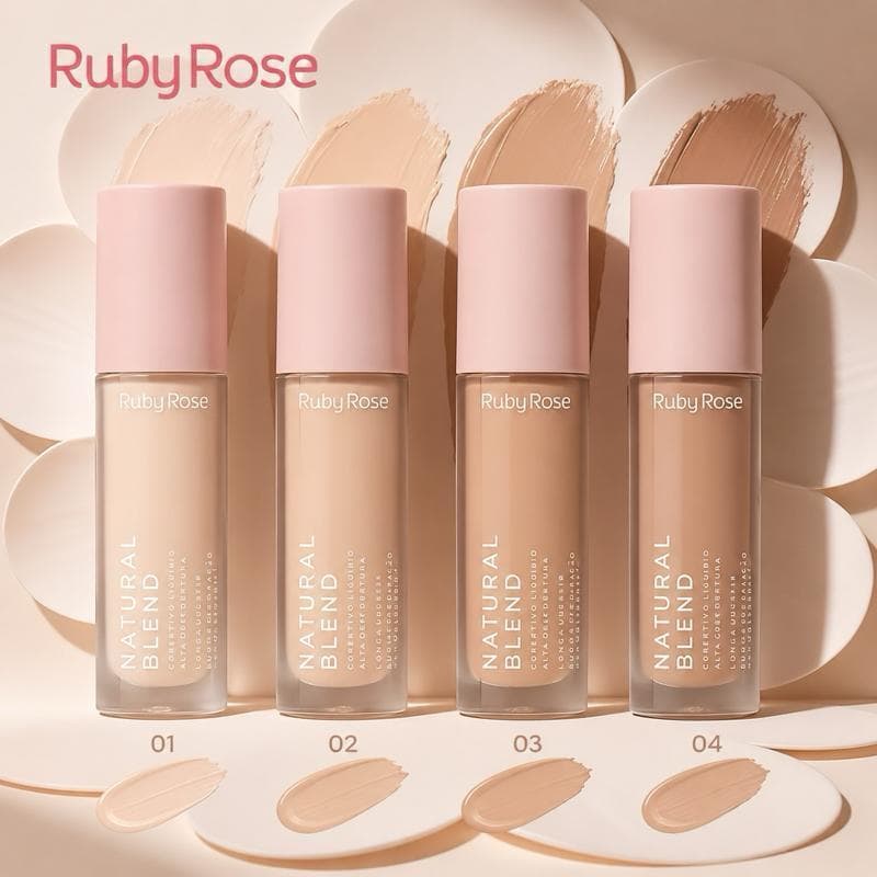 Corretivo Líquido Ruby Rose Natural Blend Cobertura Média C10 C20 C30 C40