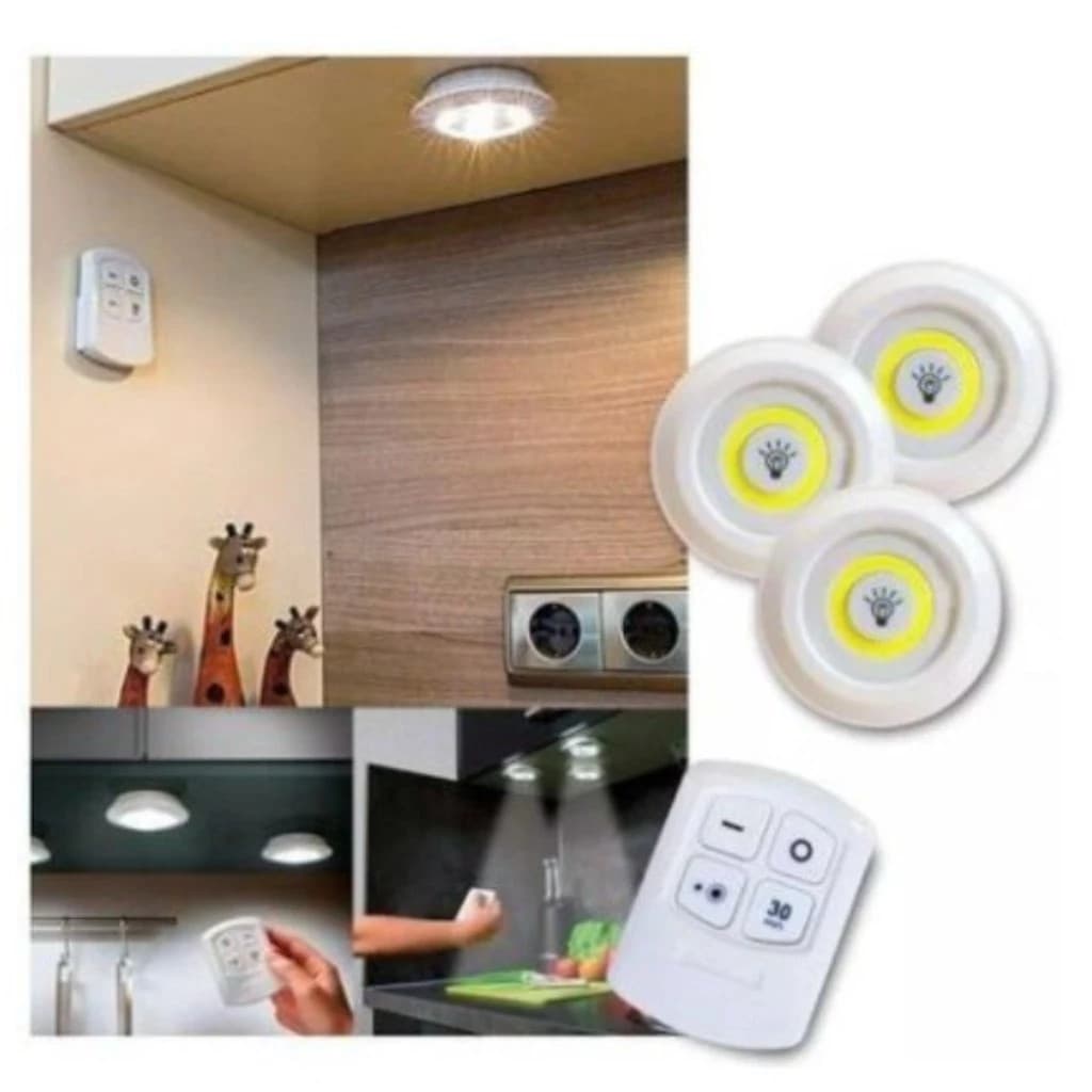Luminária de LED kit com 3 Lâmpadas e Controle Remoto Luz de Led para casa quarto sala cozinha
