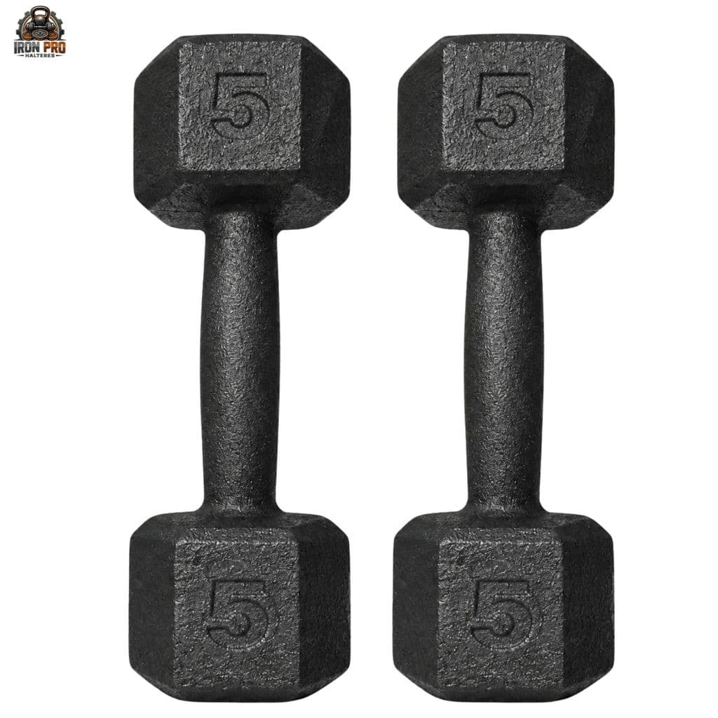 Halter Sextavado Pintado 5 kg PAR Fisioterapia Musculação Academia CrossFit Treino Funcional Fitness Peso Livre Exercíci