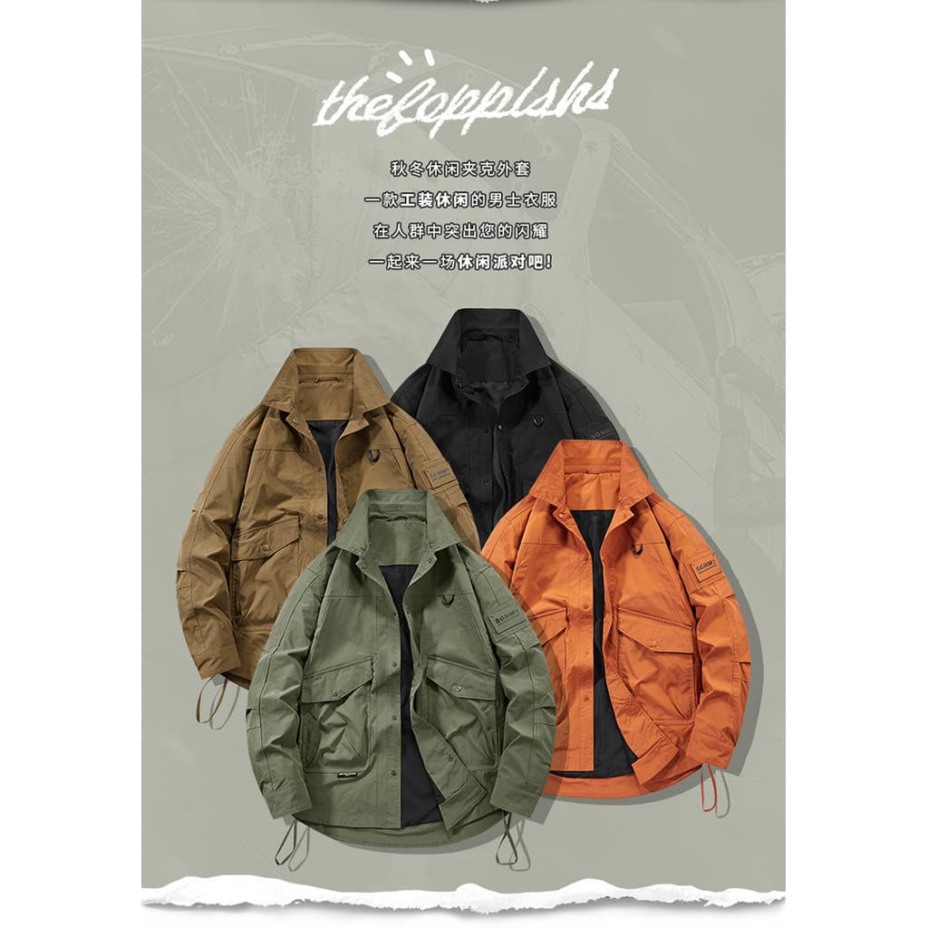 Jaqueta esportiva masculina Jaqueta esportiva masculina Roupas de voo Macacão Jaqueta casual esportiva com vários bolsos