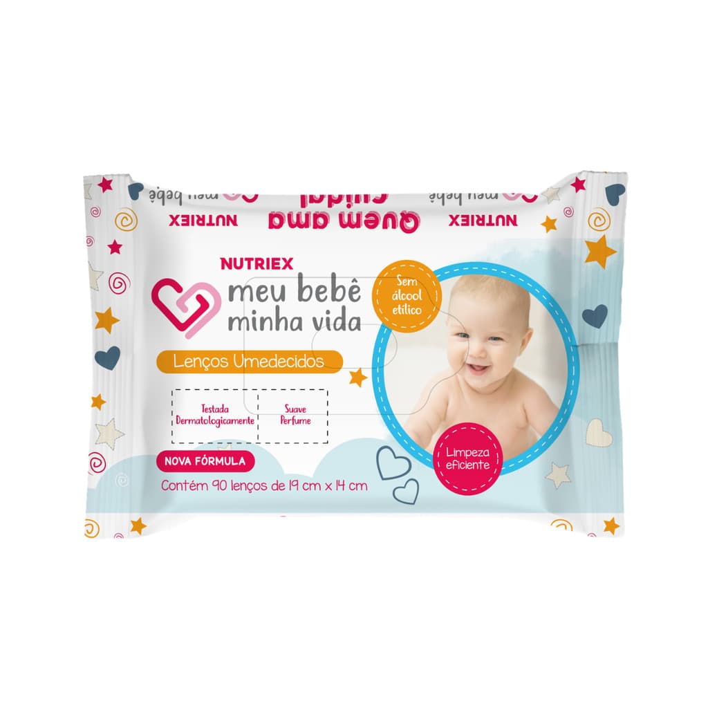 Lenços Toalhas Umedecidos Sem Álcool Meu Bebê Nutriex 90Und