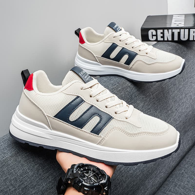 Tênis esportivo masculino com tela respirável, versátil e casual, tênis de corrida com sola grossa, estilo "dad shoes" p